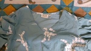 Blue Floral Tie-Waist Top