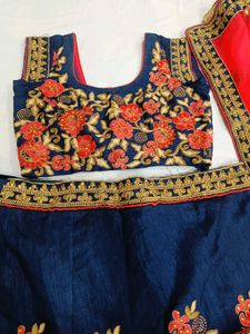 🇳🇿💫🎀Elegant Navy &amp; Red Embroidered Lehenga
