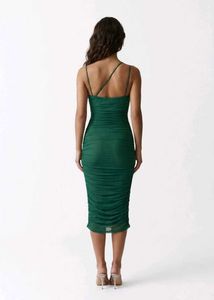 Savana Emerald Green Ruched Midi Dress