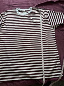 Maroon &amp; White Striped T-Shirt