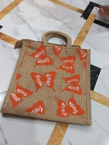 Cute Butterfly Jute Tote Bag