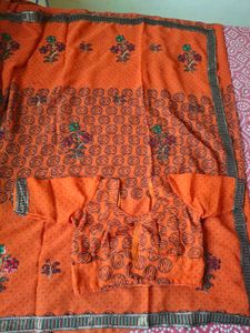 Orange Saree with Blouse