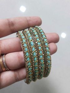 Stunning Teal & Gold Bangles Set