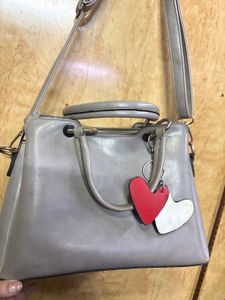 grey Handbag with Heart Charms