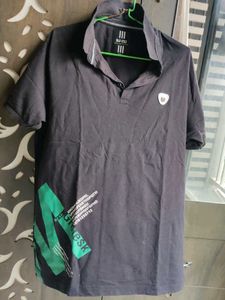 Men's Black Graphic Polo Shirt
