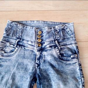 High-Waisted Acid Wash Jeans good condition
