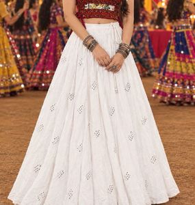 White  Lehenga for Navaratri
