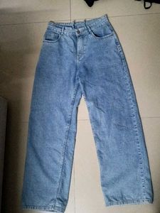 wide leg light blue jeans