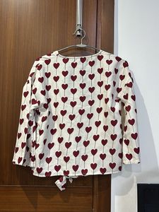 Heart Print Tie-Front Top