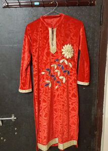 Elegant Red Velvet Kurta
