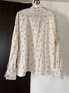 Sheer Floral Print Button-Up Shirt