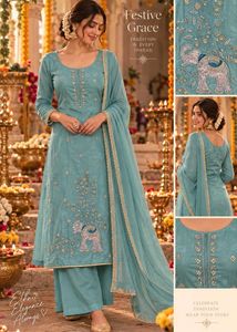 (NEW) Motif Embroidered Dress Material