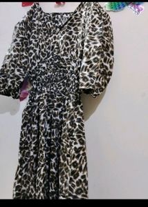 Women Korean Long Dress Leopard Print