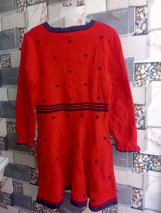 Polo Sport Girls Red Winter Knitted Dress / Frock