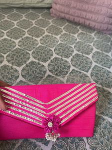 Pink Clutch with Floral Detail