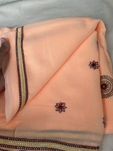 Embroidered Peach Saree