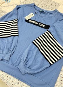 Completely New Stylish Blue Striped Sleeve Top