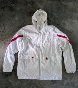 only 3 times used White Hooded Jacket with Red Acc
