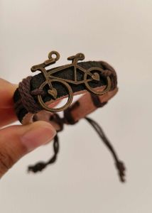 Bicycle Charm Leather Bracelet