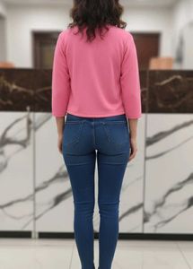 Libas- Pink Knit Bolero Jacket (Size-L)