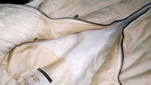 Cream Padded Jacket with Cable Knit Pockets