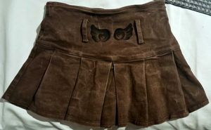 Grunge Studded Denim Pleated Miniskirt