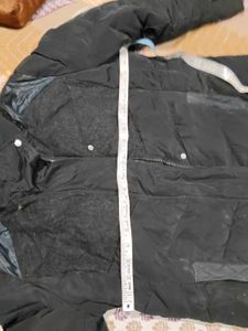 Black Puffer Jacket with Hood winter thick