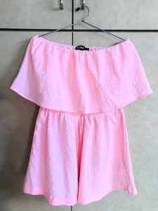 Pink Off-The-Shoulder Romper