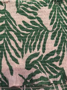 Trendy Green Leaf Print Smocked Top