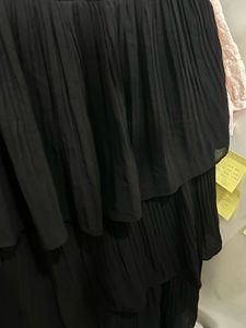 Tiered Black Midi Skirt