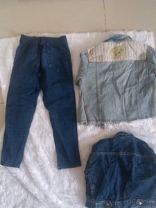 combo of 2 denim jacket and 1 pant