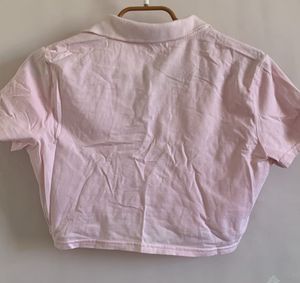 Pink Cropped Polo Top