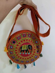 Vibrant Rajasthani Mirror Work Round Bag