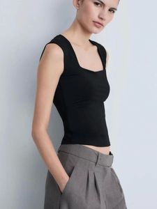 NUON(Westside) Black Square Neck Fitted Top