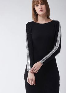 Black Dress with Sequin Sleeves