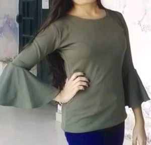 Olive Green Top For Girls 💚