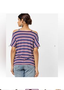 ONLYStriped Cold-Shoulder T-shirt