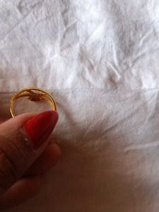 Elegant Gold colour artificial Ring with Heart Des