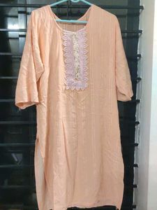 Peach Kurti with Lace Detail