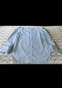 Blue Striped Off-Shoulder Shirt