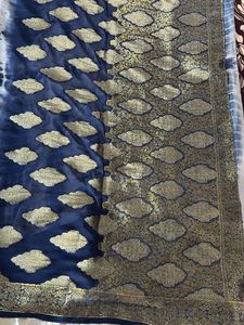 Elegant Blue &amp; Gold Saree