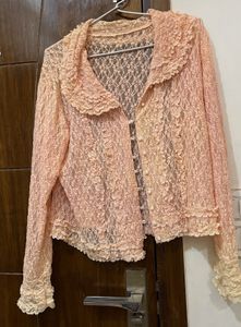 Plus size  Lace Button-Up Blouse