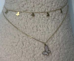 Golden Layered Stainless Steel Butterfly Necklace