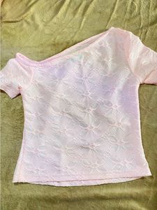Pink Lace One Shoulder Top