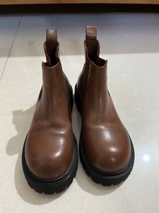 Brown Leather Chelsea Boots. Heavy sole.