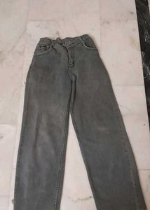 Grey Wide Leg Denim Jeans