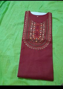 Embroidered Maroon Kurta