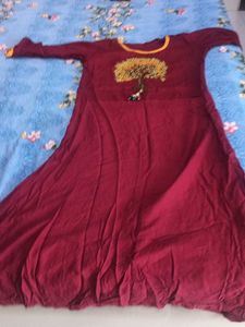 Maroon Anarkali Kurta with Tree Embroidery