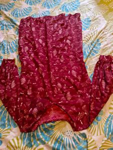 Maroon Printed Kurta