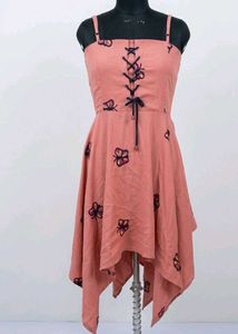 Cute Butterfly Print Lace-Up Dress